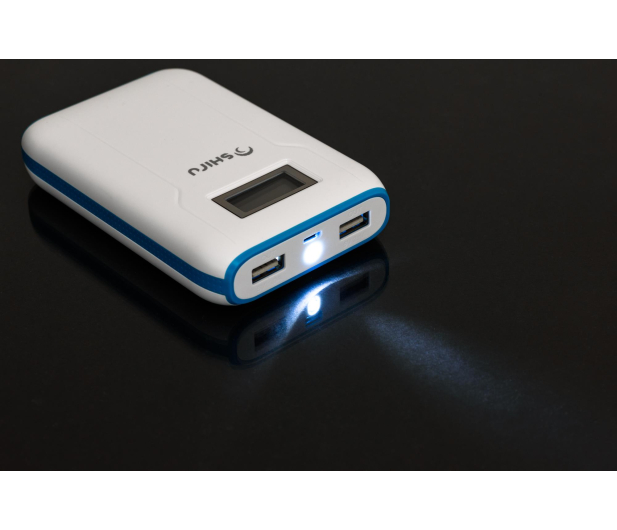 SHIRU Power Bank 10000mAh LCD biały - 320301 - zdjęcie 5